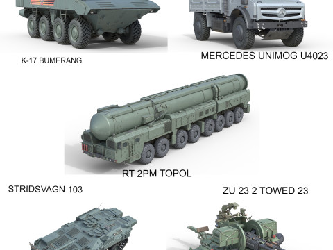 5 Military Vehicles Collection V32 3D Модель