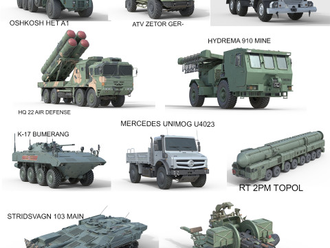 10 Military Vehicles Collection V15 3D Модель