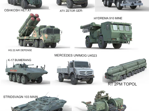 10 Militaire voertuigencollectie V15 3D Model