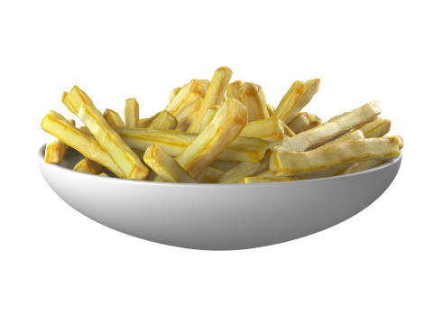 French Fries in bowl 3D Model