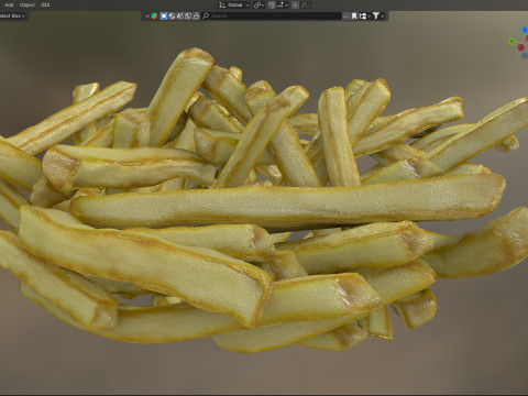 French Fries in bowl Modelo 3D