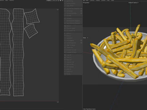 Batatas fritas em tigela Modelo 3D