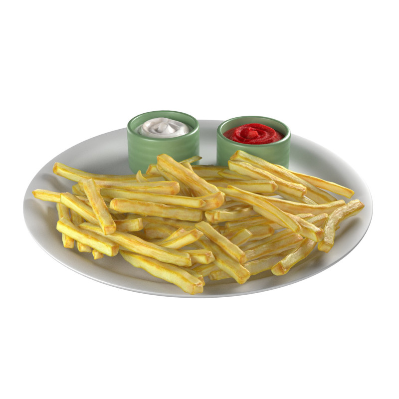 French Fries Plate 3D-Modell .c4d .max .obj .3ds .fbx .stl .blend