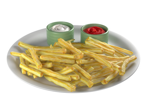 French Fries Plate 3D-Modell