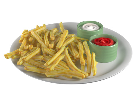 French Fries Plate 3D-Modell
