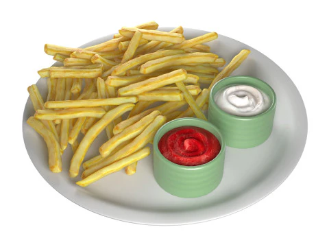 Prato de batatas fritas Modelo 3D
