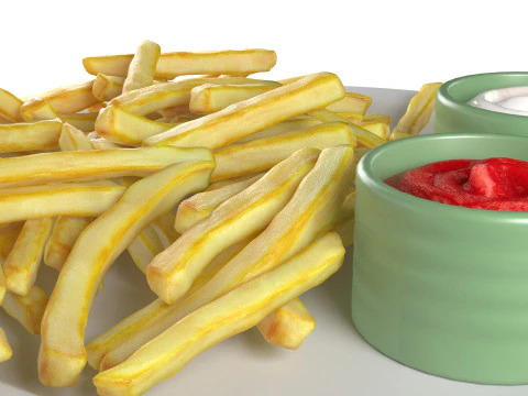 Prato de batatas fritas Modelo 3D