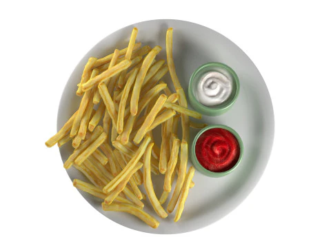 Prato de batatas fritas Modelo 3D