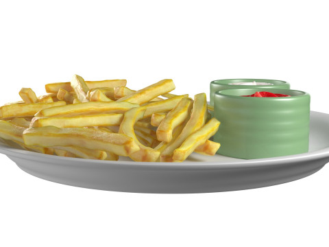 French Fries Plate 3D-Modell