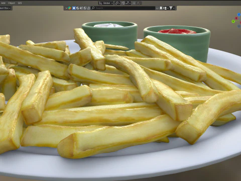 Prato de batatas fritas Modelo 3D