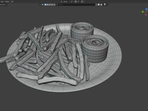 French Fries Plate 3D-Modell