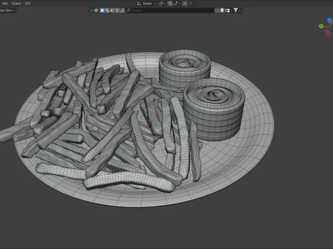 Prato de batatas fritas Modelo 3D