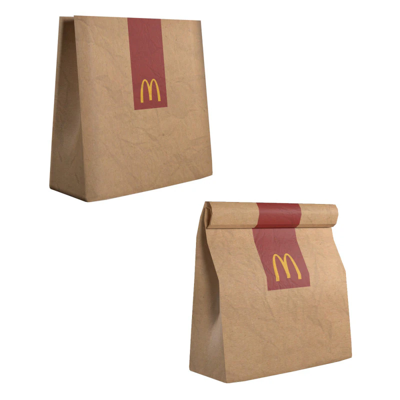 Fast Food Paper Bag 3D Model .c4d .max .obj .3ds .fbx .stl .blend