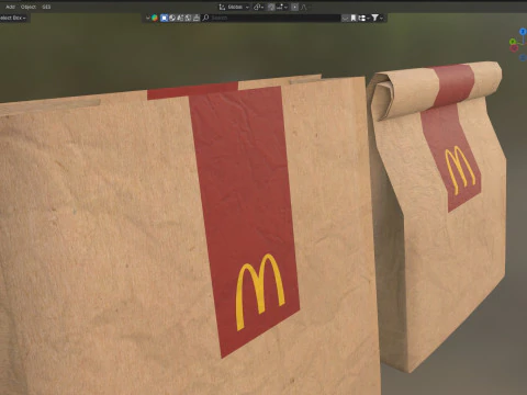 Fast Food Paper Bag 3D Model