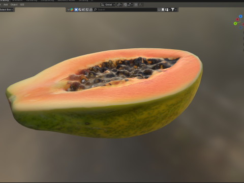 Papaya half Modelo 3D