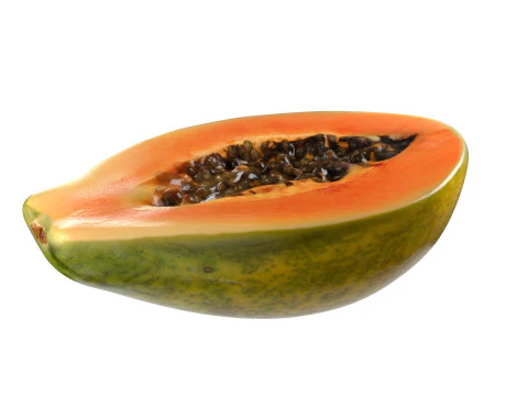 Papaya Fruit Half and full 3D Model