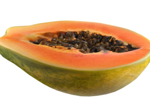 Papaya Fruit Half and full 3D Model