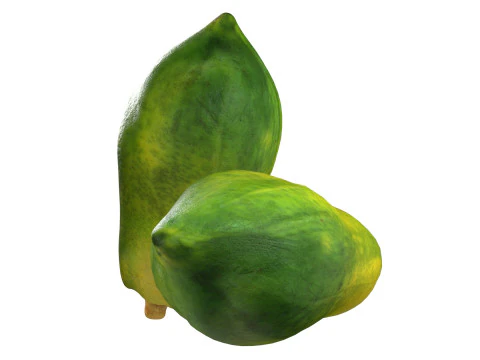 Papaya Fruit Half and full 3D Model