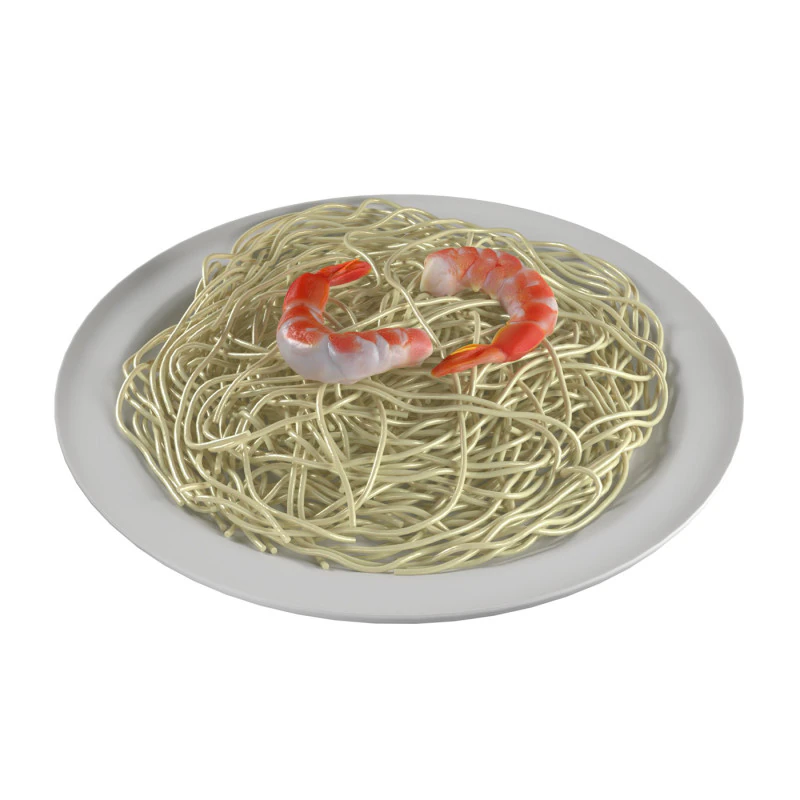 Shrimp noodles 3D Model .c4d .max .obj .3ds .fbx .stl .blend