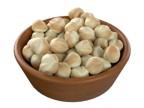 Biała miska z ziaren orzecha laskowego Model 3D