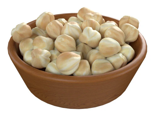 Biała miska z ziaren orzecha laskowego Model 3D