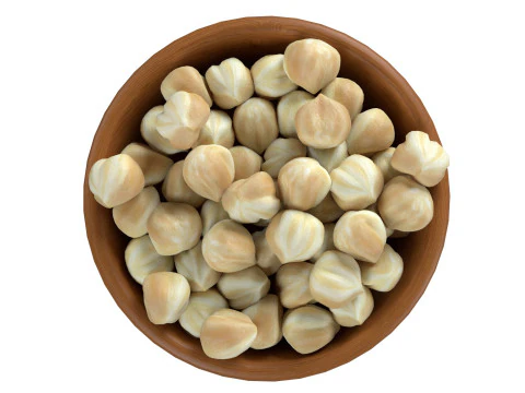 Biała miska z ziaren orzecha laskowego Model 3D