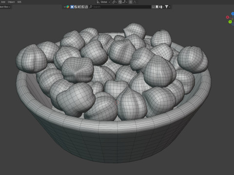 Hazelnut kernel white bowl Modello 3D
