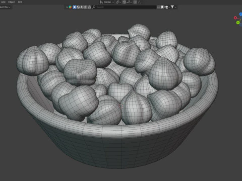 Biała miska z ziaren orzecha laskowego Model 3D