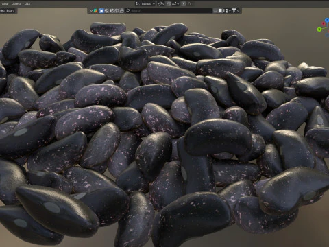 Black kidney beans bowl 3D Model