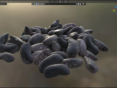 Black kidney beans pile 3D Model