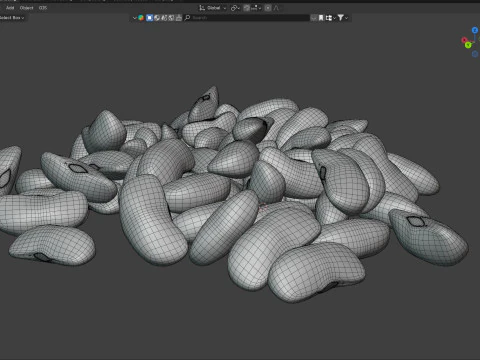 Black kidney beans pile 3D Model