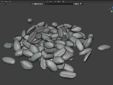Miolo de amendoim meio e pilha inteira Modelo 3D