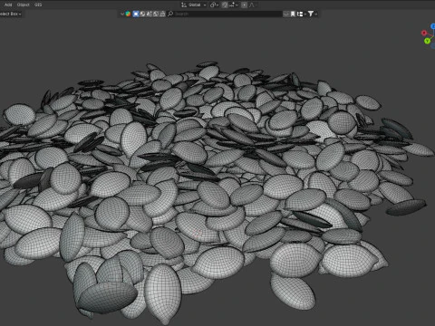 Pilha descascada de semente de ab&oacute;bora Modelo 3D