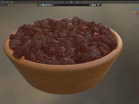 Raisins red bowl 3D Model