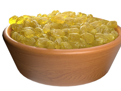 Yellow raisins bowl 3D Model
