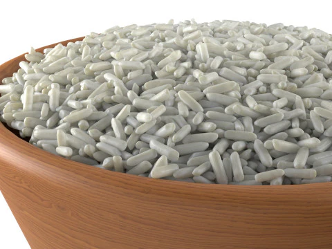 Raw white rice bowl 3D Model
