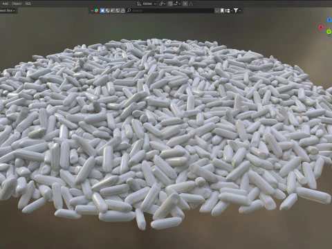 Raw white rice pile 3D Model