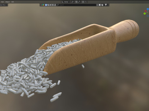 Raw white rice scoop 3D Model