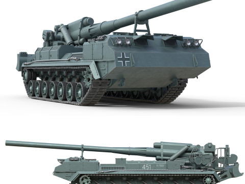 2S7 Pion Self Propelled Heavy Artillery 3D Model
