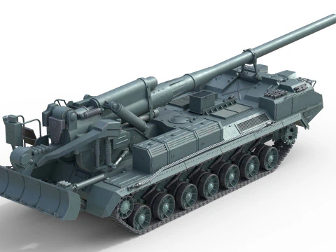 2S7 Pion Self Propelled Heavy Artillery 3D Model