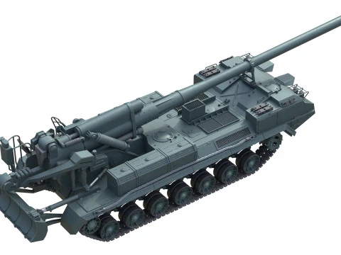 2S7 Pion Self Propelled Heavy Artillery 3D Model