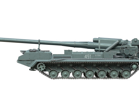 2S7 Pion Self Propelled Heavy Artillery 3D 모델