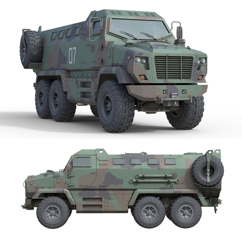 Kraz Shrek Military Vehicle 3D Модель .c4d .max .obj .3ds .fbx .stl .blend