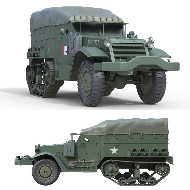 M5 Half Track Carrier 3D Model .c4d .max .obj .3ds .fbx .stl .blend 