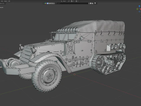 M5 Half Track Carrier 3D Model