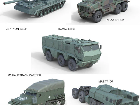 5 Militaire voertuigencollectie V31 3D Model