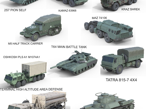 10 Military Vehicle Collection v16 3D Модель