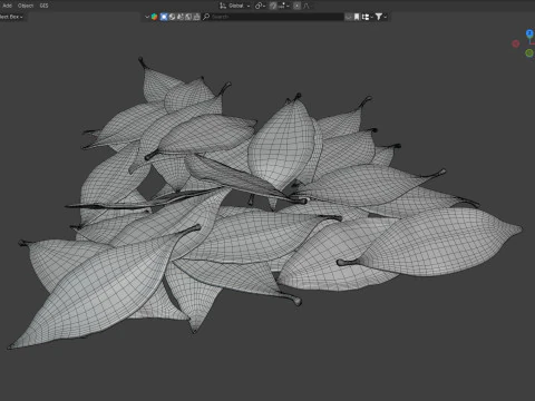 Dried bay leaves pile 3D Model