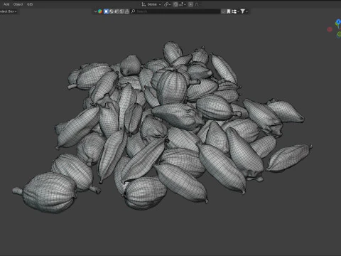 Dried cadamom fruit pile 3D Model