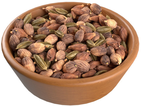 Dried cardamom fruit bowl Model 3D